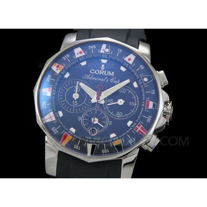 R plica Corum Admirals Cup Chronograph Rel gios Dial Azul de a o