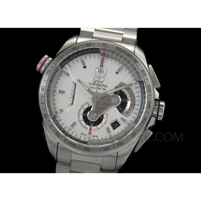 R plica TAG Heuer Carrera Calibre 36 Assista Dial Branco pulseira